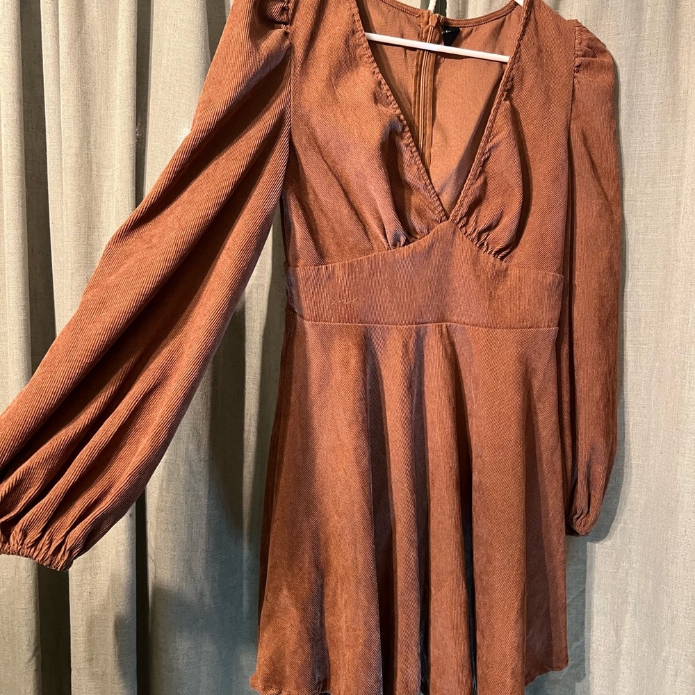 SHEIN Chic Brown Long Sleeve Dress